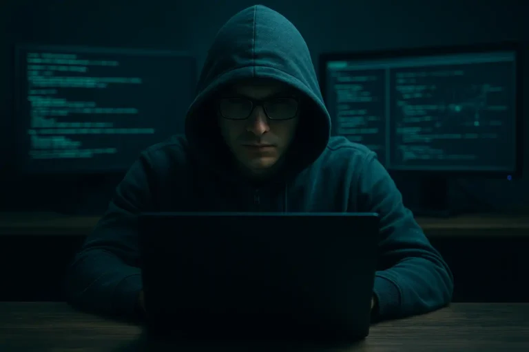 En hacker er i gang med at bryde koder