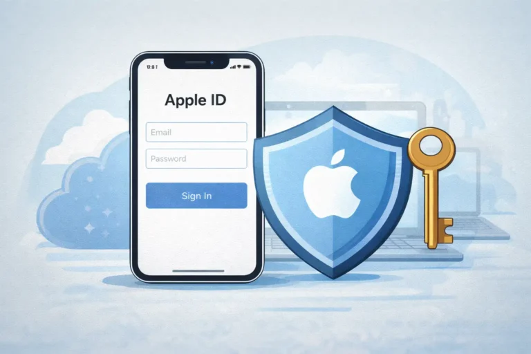 Apple ID login med sikkerhedsskjold