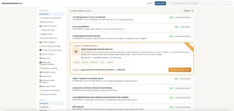 Gør din virksomhed synlig online 2 Virksomhedsportal med liste over danske virksomheder - Krakmarkedsdata.dk